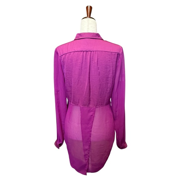 Free People Magenta Best of Both Worlds Button-Down 1/2 Sheer Shirt Size S #1664 - Picture 5 of 8